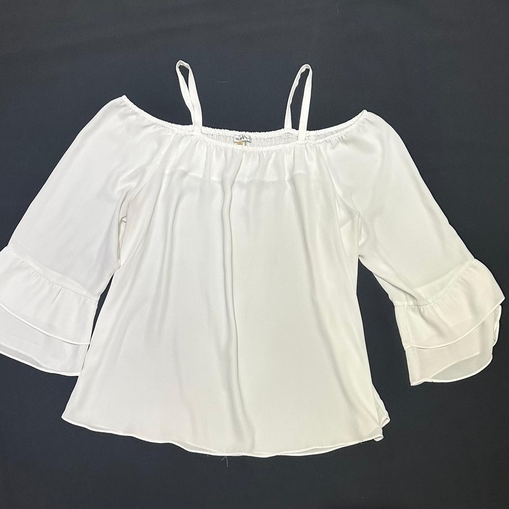 Sioni White Off-Shoulder Top with Spaghetti Straps